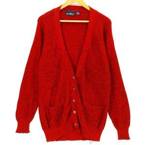 Hunters Run Cardigan Sweater Women's Red Oversized Long Sleeve Button V Neck S